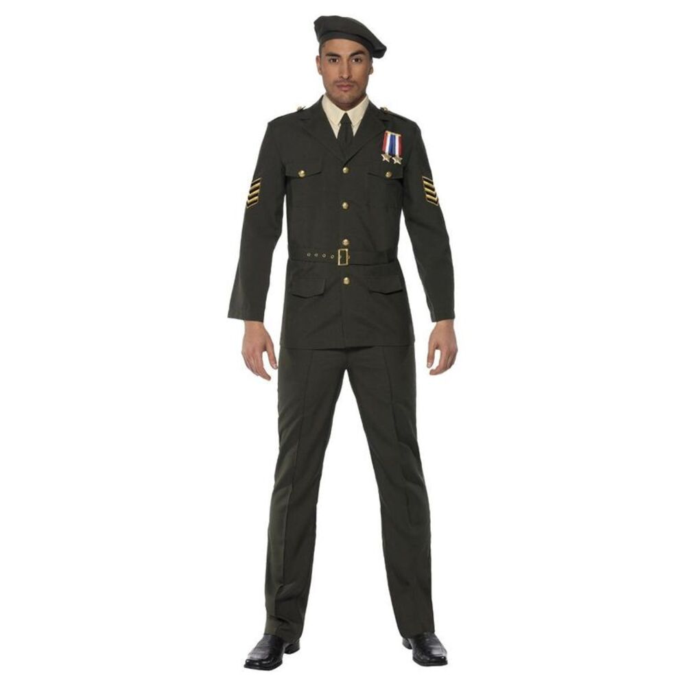 Smiffys Mens Wartime Officer Costume Set / Green